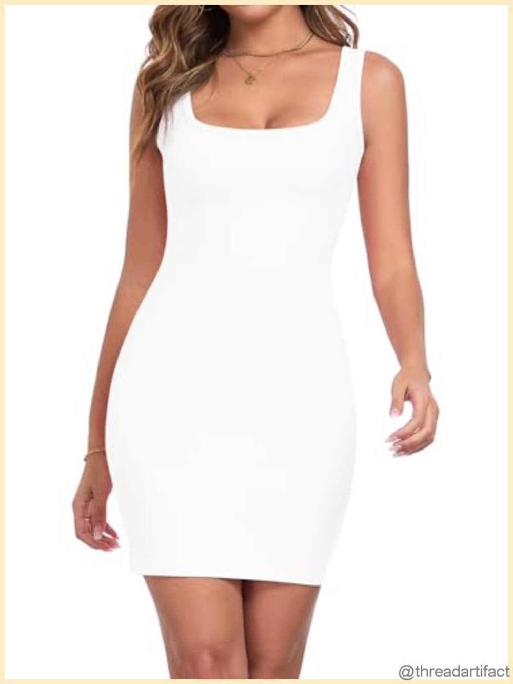 Ribbed Knit Bodycon Mini Dress Square Neck Sleeveless Fitted Party Club